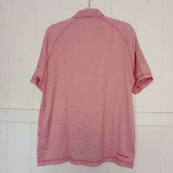 CASTELBAJAC Embroidered Logo Spell Out Button Shirt Men's 4 Red Made In Italy - Picture 3 of 14